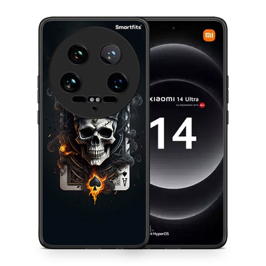 Θήκη Xiaomi 14 Ultra Skull King Ace από τη Smartfits με σχέδιο στο πίσω μέρος και μαύρο περίβλημα | Xiaomi 14 Ultra Skull King Ace case with colorful back and black bezels