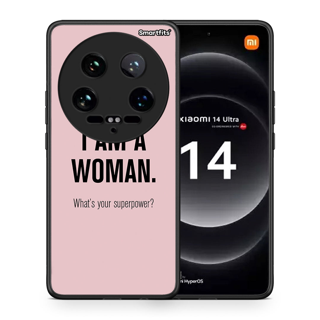 Θήκη Xiaomi 14 Ultra Superpower Woman από τη Smartfits με σχέδιο στο πίσω μέρος και μαύρο περίβλημα | Xiaomi 14 Ultra Superpower Woman case with colorful back and black bezels