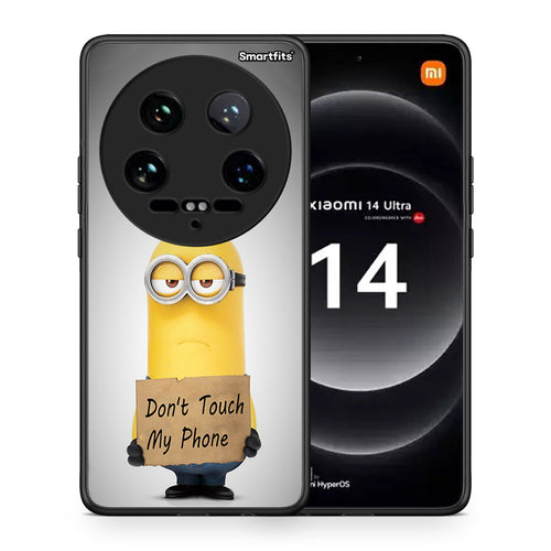 Θήκη Xiaomi 14 Ultra Minion Text από τη Smartfits με σχέδιο στο πίσω μέρος και μαύρο περίβλημα | Xiaomi 14 Ultra Minion Text case with colorful back and black bezels