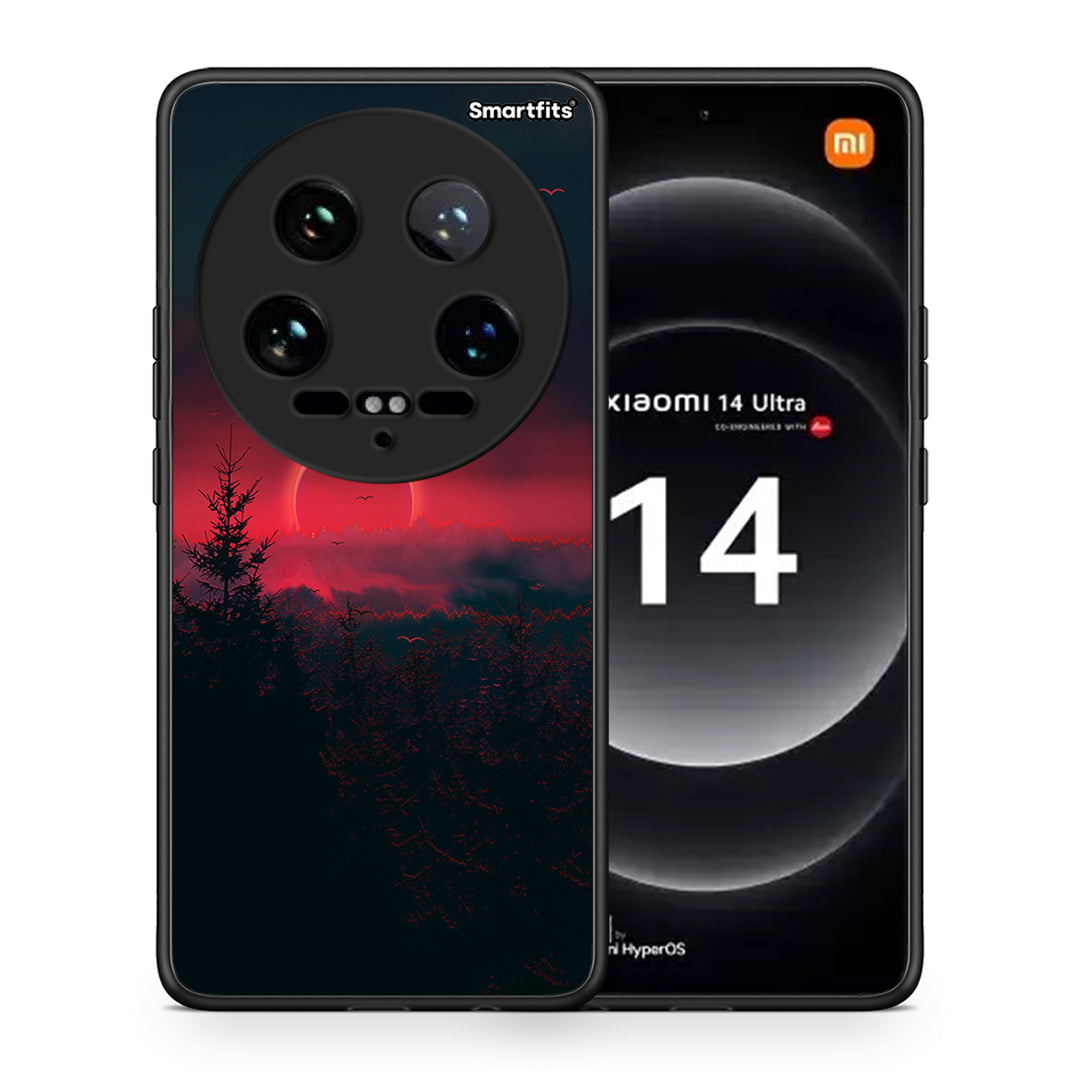 Θήκη Xiaomi 14 Ultra Sunset Tropic από τη Smartfits με σχέδιο στο πίσω μέρος και μαύρο περίβλημα | Xiaomi 14 Ultra Sunset Tropic case with colorful back and black bezels