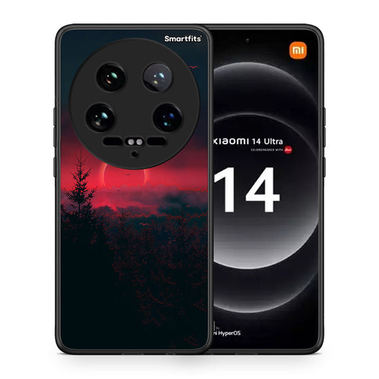 Θήκη Xiaomi 14 Ultra Sunset Tropic από τη Smartfits με σχέδιο στο πίσω μέρος και μαύρο περίβλημα | Xiaomi 14 Ultra Sunset Tropic case with colorful back and black bezels