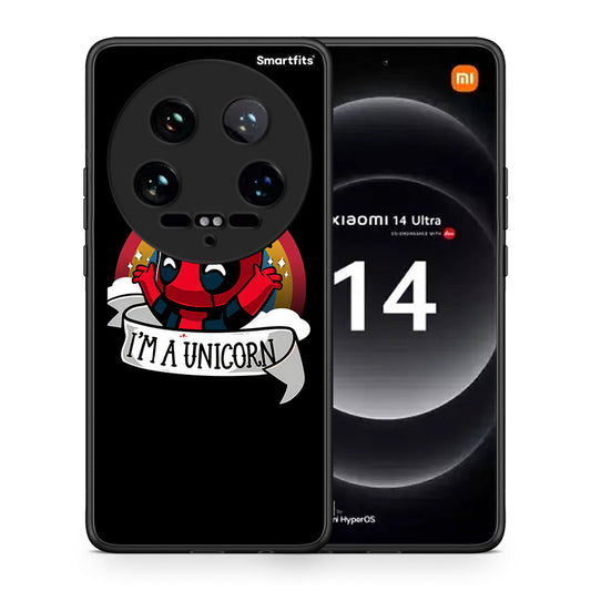 Θήκη Xiaomi 14 Ultra Unicorn Deadpool από τη Smartfits με σχέδιο στο πίσω μέρος και μαύρο περίβλημα | Xiaomi 14 Ultra Unicorn Deadpool case with colorful back and black bezels