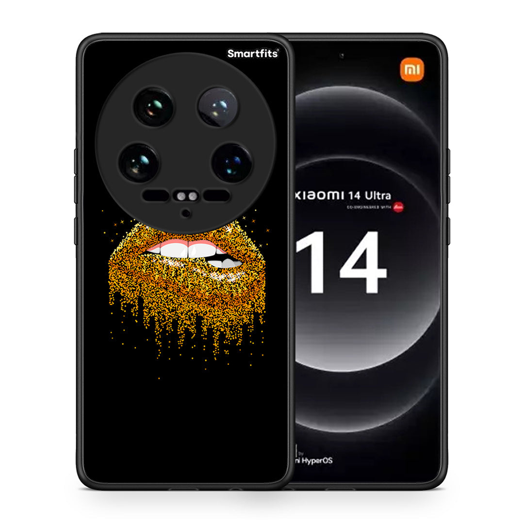 Θήκη Xiaomi 14 Ultra Golden Valentine από τη Smartfits με σχέδιο στο πίσω μέρος και μαύρο περίβλημα | Xiaomi 14 Ultra Golden Valentine case with colorful back and black bezels