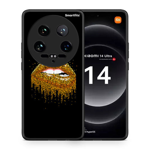 Θήκη Xiaomi 14 Ultra Golden Valentine από τη Smartfits με σχέδιο στο πίσω μέρος και μαύρο περίβλημα | Xiaomi 14 Ultra Golden Valentine case with colorful back and black bezels