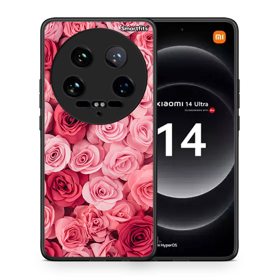 Θήκη Xiaomi 14 Ultra RoseGarden Valentine από τη Smartfits με σχέδιο στο πίσω μέρος και μαύρο περίβλημα | Xiaomi 14 Ultra RoseGarden Valentine case with colorful back and black bezels