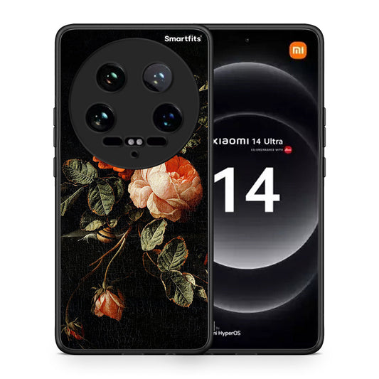 Θήκη Xiaomi 14 Ultra Vintage Roses από τη Smartfits με σχέδιο στο πίσω μέρος και μαύρο περίβλημα | Xiaomi 14 Ultra Vintage Roses case with colorful back and black bezels