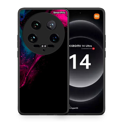 Θήκη Xiaomi 14 Ultra Pink Black Watercolor από τη Smartfits με σχέδιο στο πίσω μέρος και μαύρο περίβλημα | Xiaomi 14 Ultra Pink Black Watercolor case with colorful back and black bezels