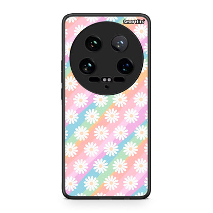Xiaomi 14 Ultra White Daisies θήκη από τη Smartfits με σχέδιο στο πίσω μέρος και μαύρο περίβλημα | Smartphone case with colorful back and black bezels by Smartfits