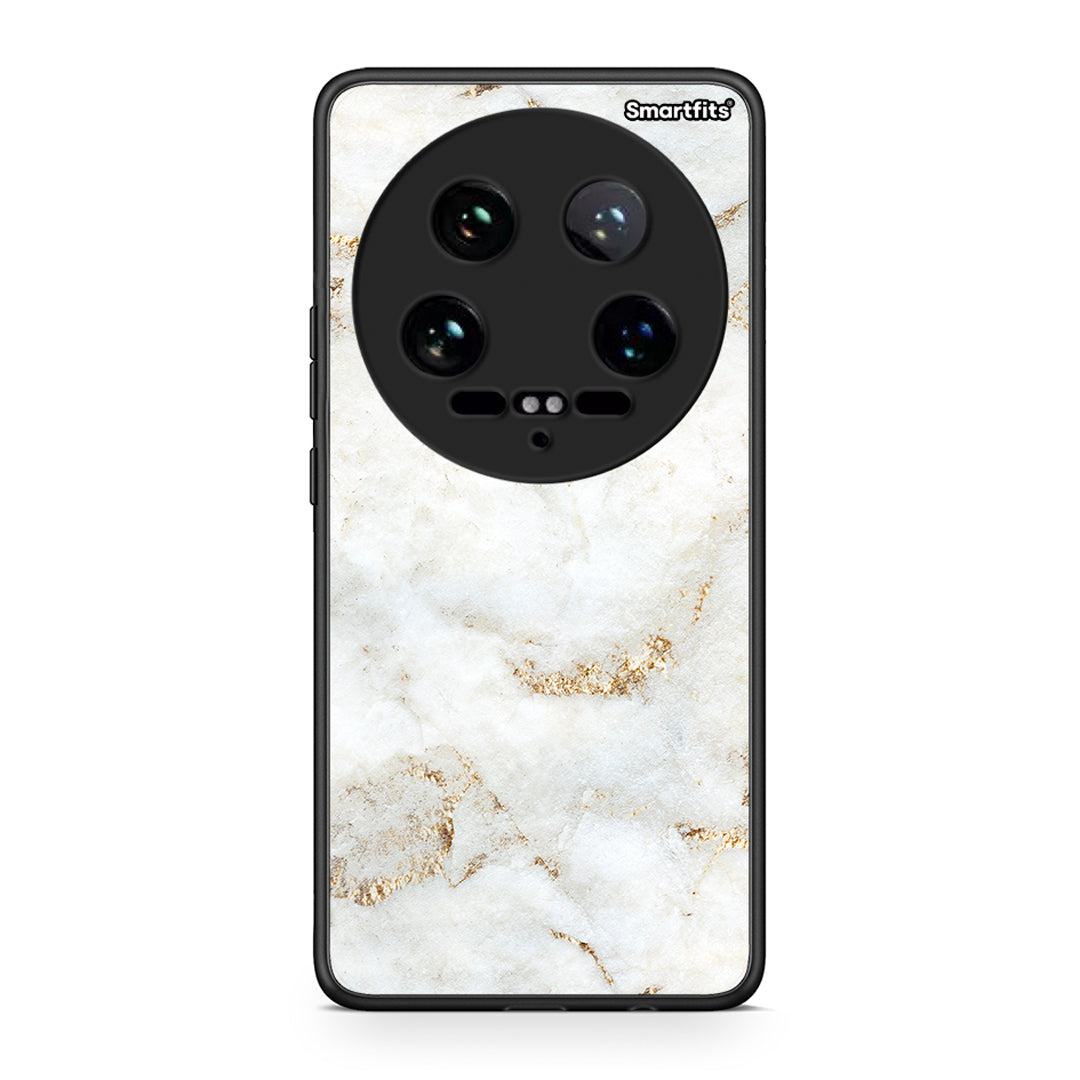 Xiaomi 14 Ultra White Gold Marble θήκη από τη Smartfits με σχέδιο στο πίσω μέρος και μαύρο περίβλημα | Smartphone case with colorful back and black bezels by Smartfits