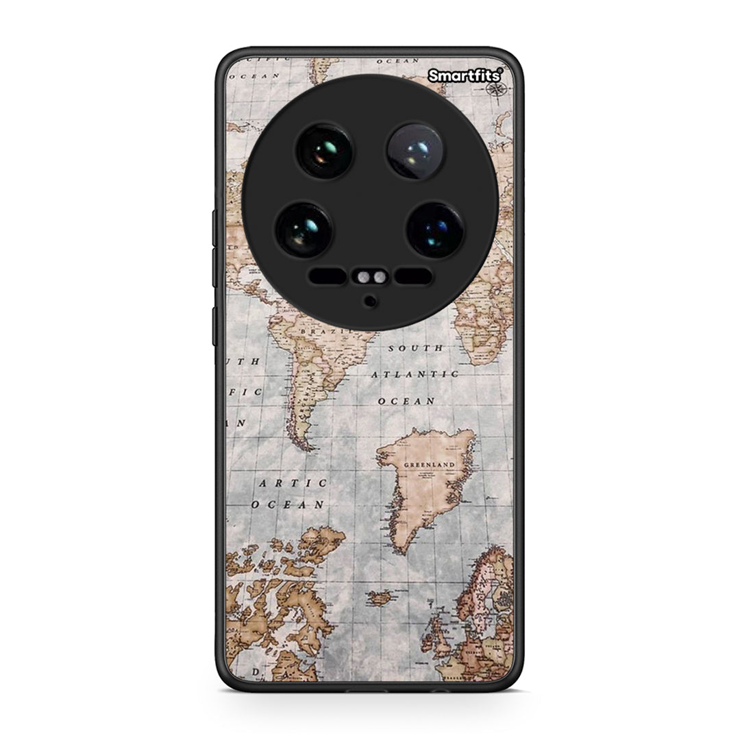 Xiaomi 14 Ultra World Map Θήκη από τη Smartfits με σχέδιο στο πίσω μέρος και μαύρο περίβλημα | Smartphone case with colorful back and black bezels by Smartfits