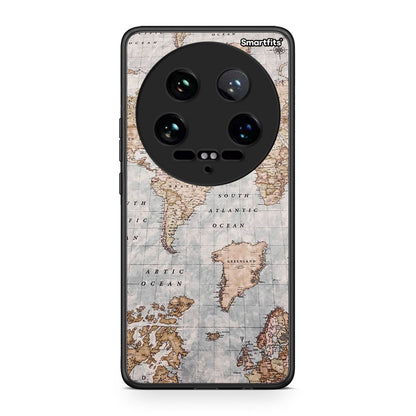 Xiaomi 14 Ultra World Map Θήκη από τη Smartfits με σχέδιο στο πίσω μέρος και μαύρο περίβλημα | Smartphone case with colorful back and black bezels by Smartfits