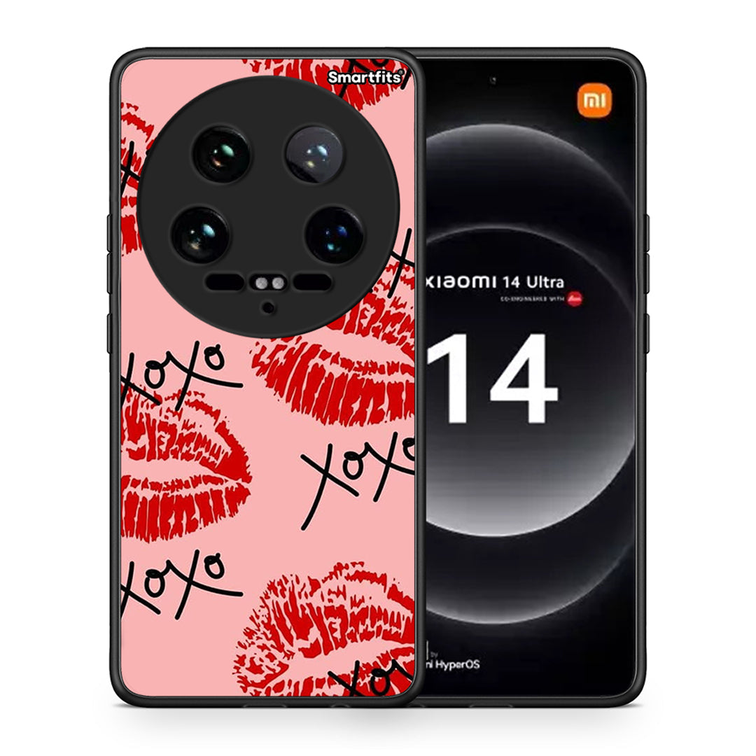 Θήκη Xiaomi 14 Ultra XOXO Lips από τη Smartfits με σχέδιο στο πίσω μέρος και μαύρο περίβλημα | Xiaomi 14 Ultra XOXO Lips case with colorful back and black bezels