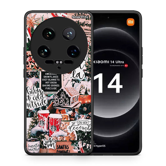 Θήκη Xiaomi 14 Ultra Xmas Habbits από τη Smartfits με σχέδιο στο πίσω μέρος και μαύρο περίβλημα | Xiaomi 14 Ultra Xmas Habbits case with colorful back and black bezels