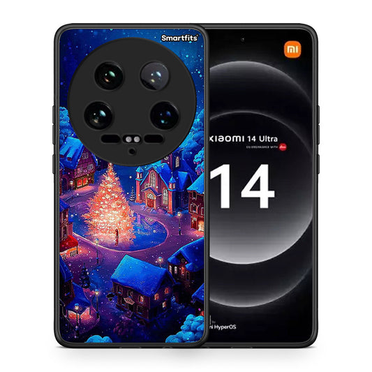 Θήκη Xiaomi 14 Ultra Xmas Village από τη Smartfits με σχέδιο στο πίσω μέρος και μαύρο περίβλημα | Xiaomi 14 Ultra Xmas Village case with colorful back and black bezels
