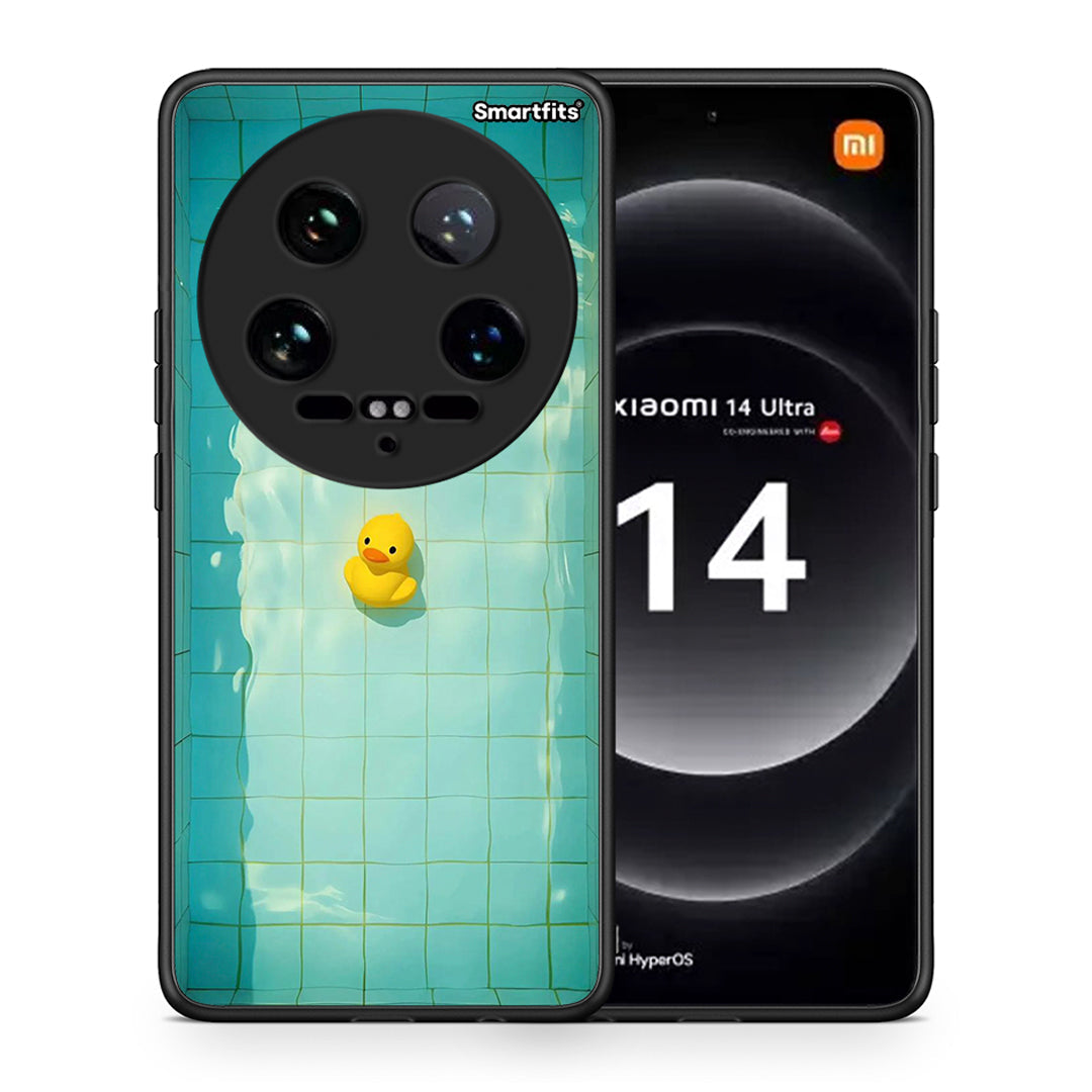 Θήκη Xiaomi 14 Ultra Yellow Duck από τη Smartfits με σχέδιο στο πίσω μέρος και μαύρο περίβλημα | Xiaomi 14 Ultra Yellow Duck case with colorful back and black bezels
