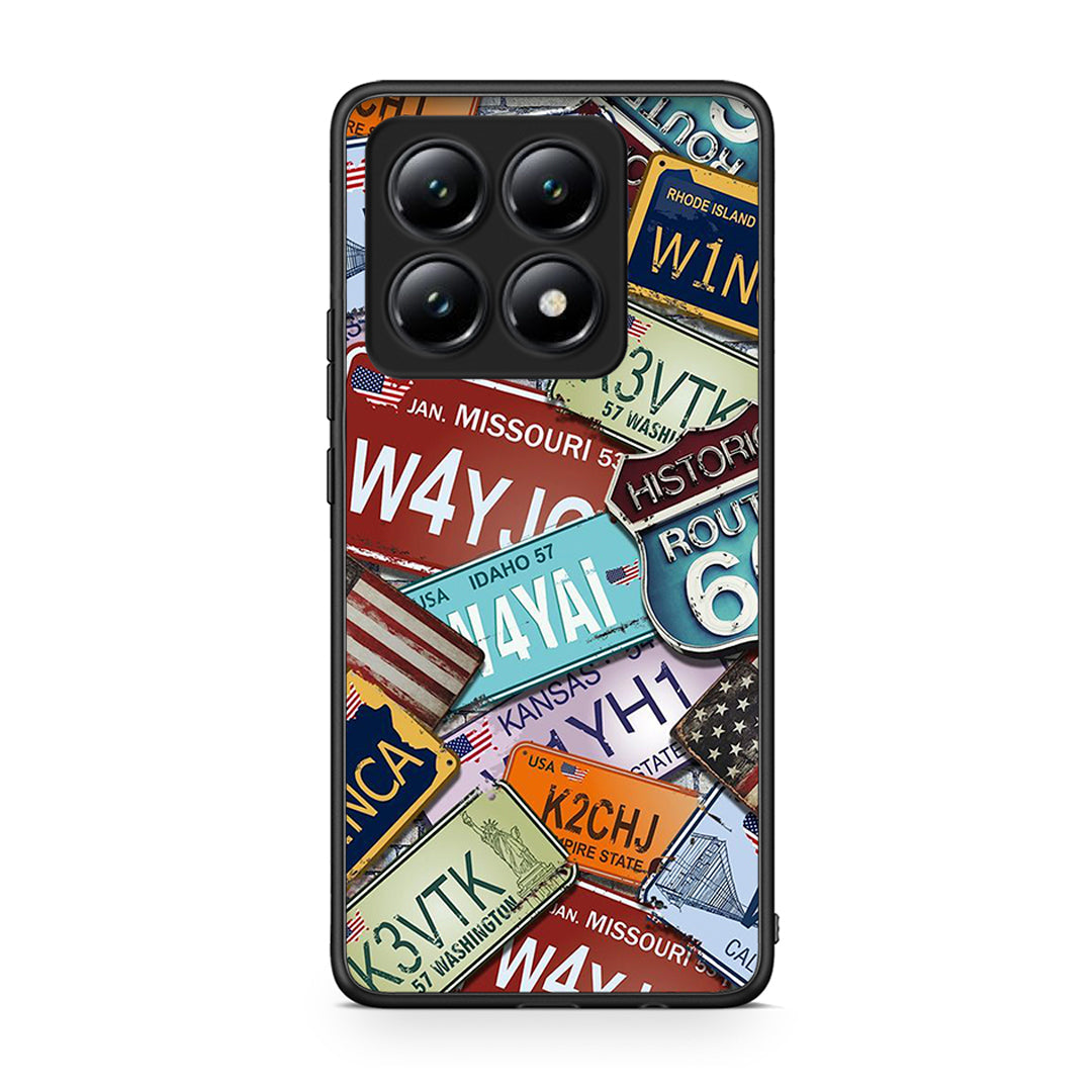 Xiaomi 14T Car Plates θήκη από τη Smartfits με σχέδιο στο πίσω μέρος και μαύρο περίβλημα | Smartphone case with colorful back and black bezels by Smartfits