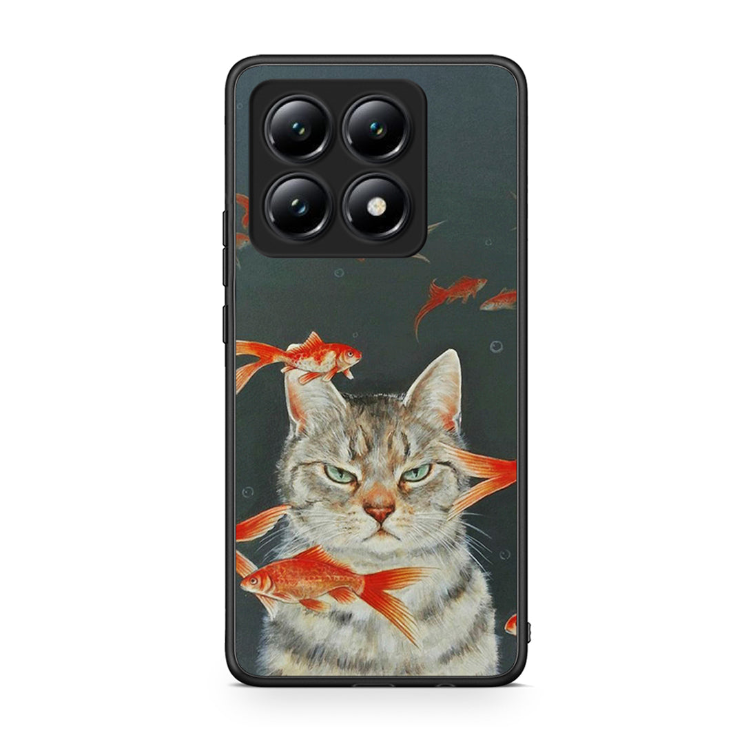 Xiaomi 14T Cat Goldfish θήκη από τη Smartfits με σχέδιο στο πίσω μέρος και μαύρο περίβλημα | Smartphone case with colorful back and black bezels by Smartfits