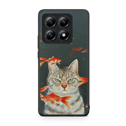 Xiaomi 14T Cat Goldfish θήκη από τη Smartfits με σχέδιο στο πίσω μέρος και μαύρο περίβλημα | Smartphone case with colorful back and black bezels by Smartfits