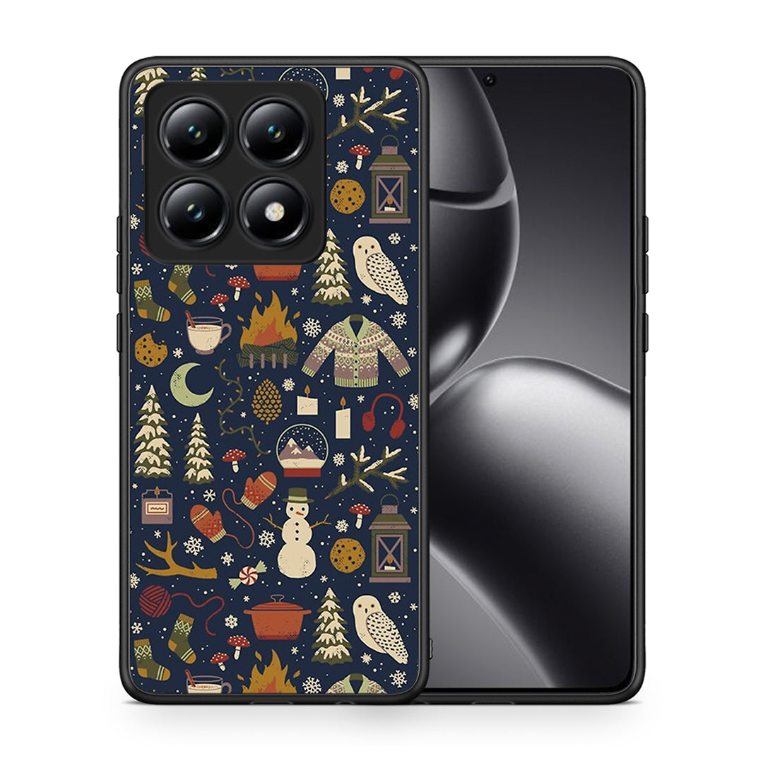 Θήκη Xiaomi 14T Christmas Elements από τη Smartfits με σχέδιο στο πίσω μέρος και μαύρο περίβλημα | Xiaomi 14T Christmas Elements case with colorful back and black bezels