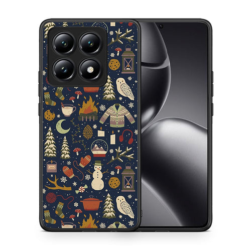 Θήκη Xiaomi 14T Christmas Elements από τη Smartfits με σχέδιο στο πίσω μέρος και μαύρο περίβλημα | Xiaomi 14T Christmas Elements case with colorful back and black bezels