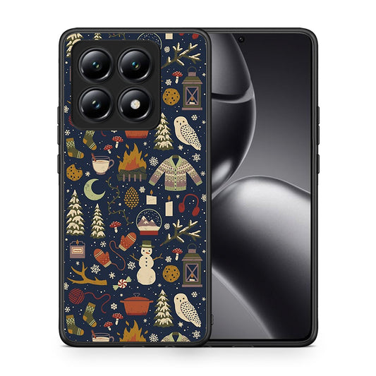 Θήκη Xiaomi 14T Christmas Elements από τη Smartfits με σχέδιο στο πίσω μέρος και μαύρο περίβλημα | Xiaomi 14T Christmas Elements case with colorful back and black bezels