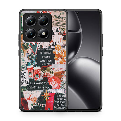 Θήκη Xiaomi 14T Christmas Happiness από τη Smartfits με σχέδιο στο πίσω μέρος και μαύρο περίβλημα | Xiaomi 14T Christmas Happiness case with colorful back and black bezels