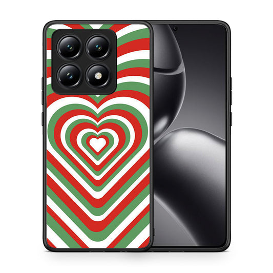 Θήκη Xiaomi 14T Christmas Hearts από τη Smartfits με σχέδιο στο πίσω μέρος και μαύρο περίβλημα | Xiaomi 14T Christmas Hearts case with colorful back and black bezels