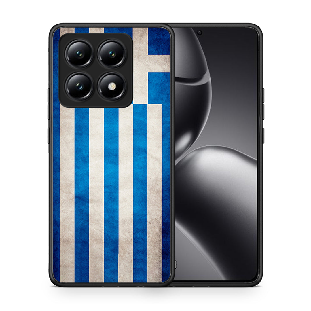 Θήκη Xiaomi 14T Greek Flag από τη Smartfits με σχέδιο στο πίσω μέρος και μαύρο περίβλημα | Xiaomi 14T Greek Flag case with colorful back and black bezels