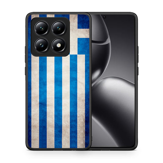 Θήκη Xiaomi 14T Greek Flag από τη Smartfits με σχέδιο στο πίσω μέρος και μαύρο περίβλημα | Xiaomi 14T Greek Flag case with colorful back and black bezels