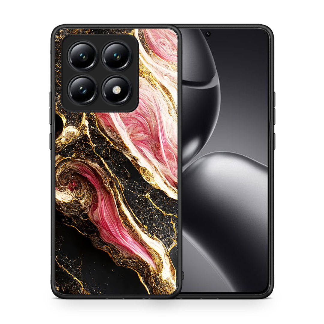 Θήκη Xiaomi 14T Glamorous Pink Marble από τη Smartfits με σχέδιο στο πίσω μέρος και μαύρο περίβλημα | Xiaomi 14T Glamorous Pink Marble case with colorful back and black bezels