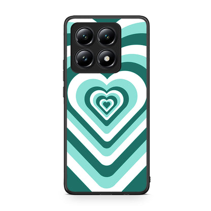 Xiaomi 14T Green Hearts θήκη από τη Smartfits με σχέδιο στο πίσω μέρος και μαύρο περίβλημα | Smartphone case with colorful back and black bezels by Smartfits
