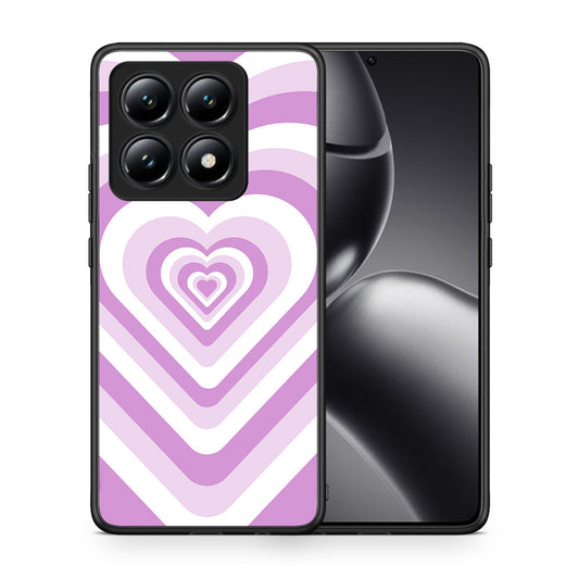 Θήκη Xiaomi 14T Lilac Hearts από τη Smartfits με σχέδιο στο πίσω μέρος και μαύρο περίβλημα | Xiaomi 14T Lilac Hearts case with colorful back and black bezels