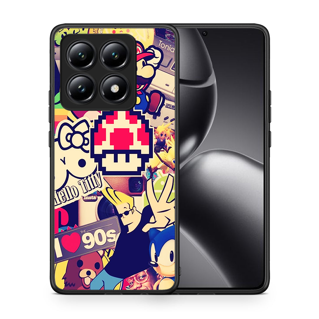 Θήκη Xiaomi 14T Love The 90s από τη Smartfits με σχέδιο στο πίσω μέρος και μαύρο περίβλημα | Xiaomi 14T Love The 90s case with colorful back and black bezels