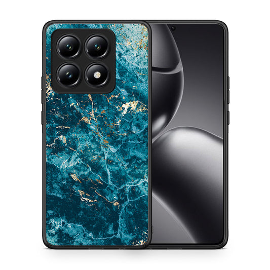 Θήκη Xiaomi 14T Marble Blue από τη Smartfits με σχέδιο στο πίσω μέρος και μαύρο περίβλημα | Xiaomi 14T Marble Blue case with colorful back and black bezels