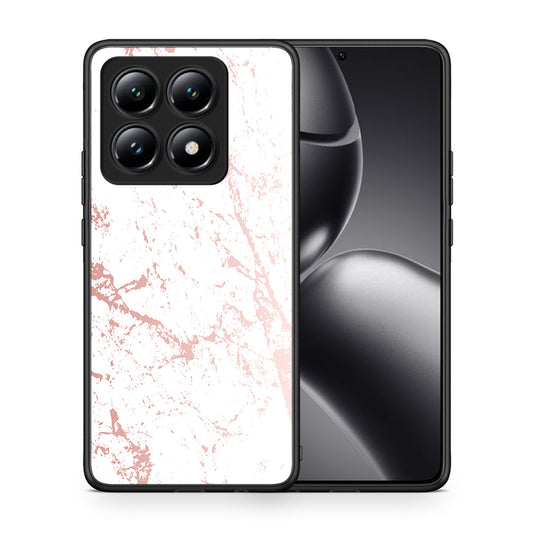 Θήκη Xiaomi 14T Pink Splash Marble από τη Smartfits με σχέδιο στο πίσω μέρος και μαύρο περίβλημα | Xiaomi 14T Pink Splash Marble case with colorful back and black bezels