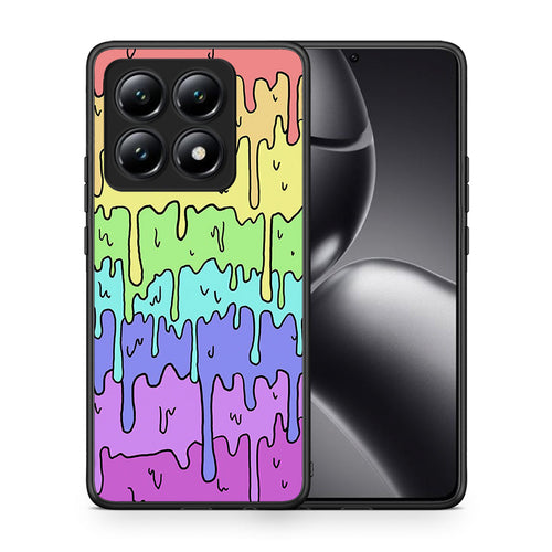 Θήκη Xiaomi 14T Melting Rainbow από τη Smartfits με σχέδιο στο πίσω μέρος και μαύρο περίβλημα | Xiaomi 14T Melting Rainbow case with colorful back and black bezels