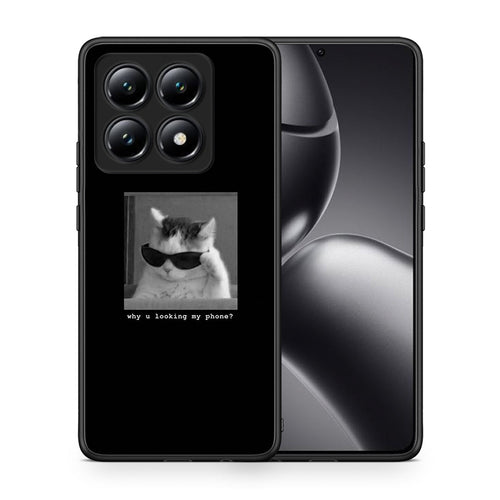 Θήκη Xiaomi 14T Meme Cat από τη Smartfits με σχέδιο στο πίσω μέρος και μαύρο περίβλημα | Xiaomi 14T Meme Cat case with colorful back and black bezels