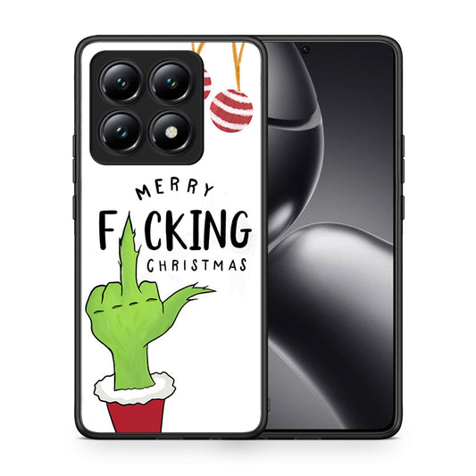 Θήκη Xiaomi 14T Merry F Xmas από τη Smartfits με σχέδιο στο πίσω μέρος και μαύρο περίβλημα | Xiaomi 14T Merry F Xmas case with colorful back and black bezels