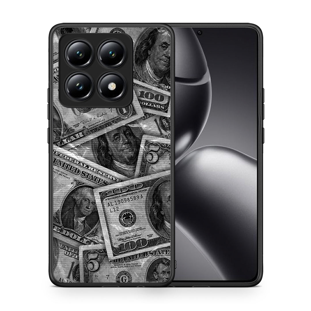 Θήκη Xiaomi 14T Money Dollars από τη Smartfits με σχέδιο στο πίσω μέρος και μαύρο περίβλημα | Xiaomi 14T Money Dollars case with colorful back and black bezels