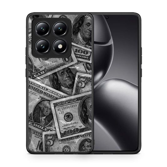 Θήκη Xiaomi 14T Money Dollars από τη Smartfits με σχέδιο στο πίσω μέρος και μαύρο περίβλημα | Xiaomi 14T Money Dollars case with colorful back and black bezels