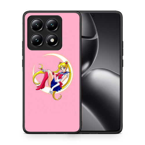 Θήκη Xiaomi 14T Moon Girl από τη Smartfits με σχέδιο στο πίσω μέρος και μαύρο περίβλημα | Xiaomi 14T Moon Girl case with colorful back and black bezels