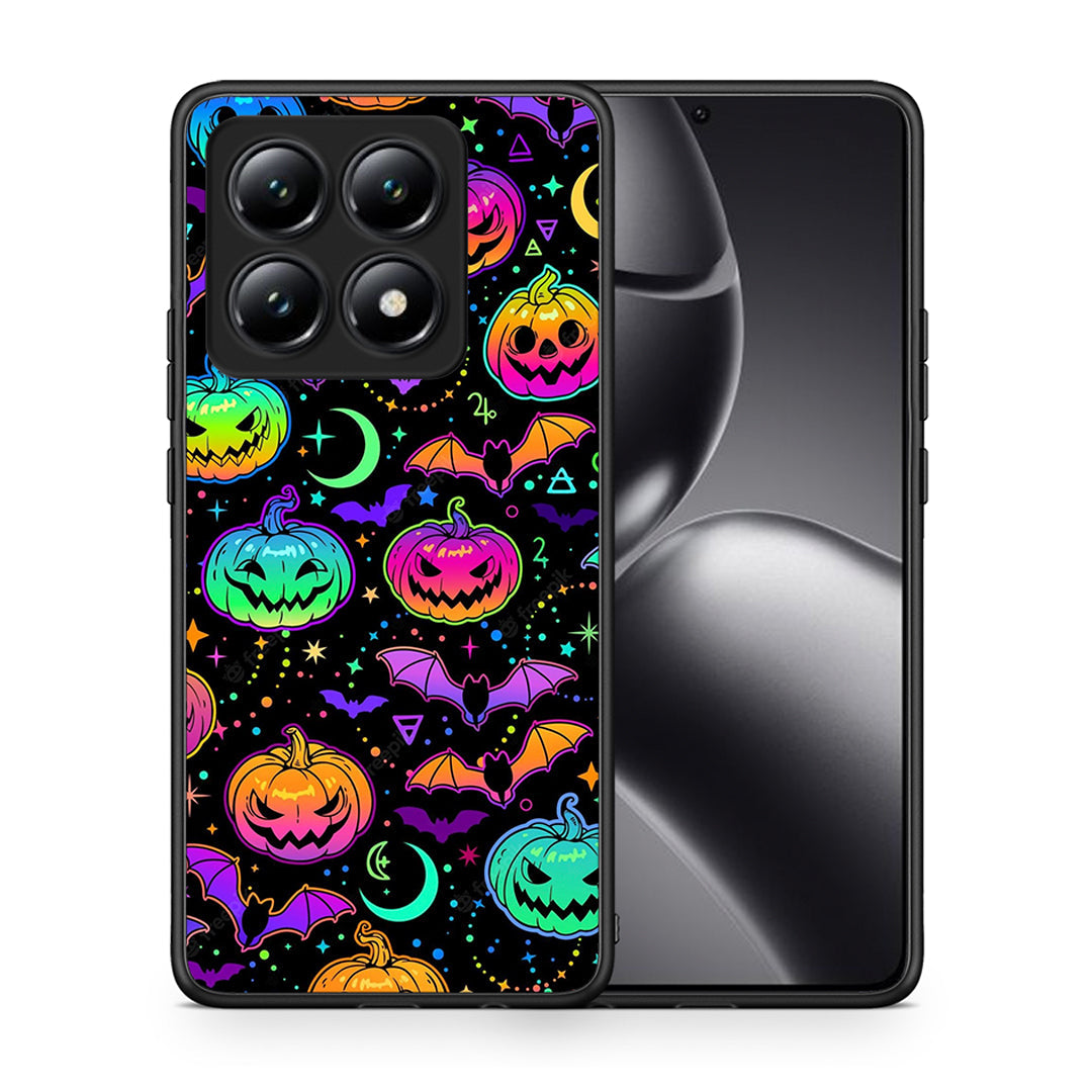 Θήκη Xiaomi 14T Neon Halloween από τη Smartfits με σχέδιο στο πίσω μέρος και μαύρο περίβλημα | Xiaomi 14T Neon Halloween case with colorful back and black bezels