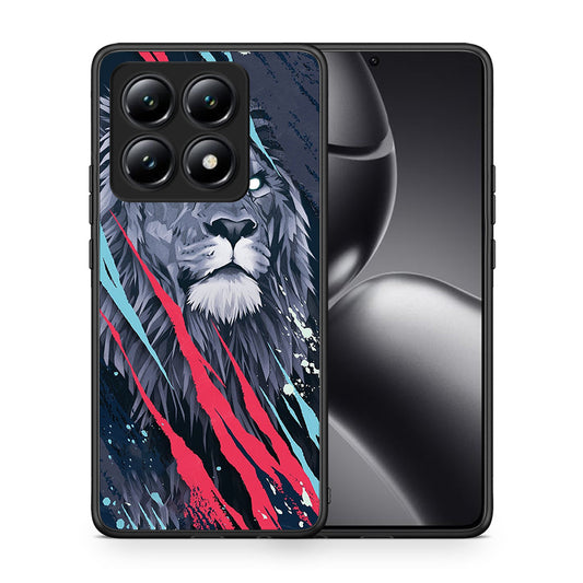 Θήκη Xiaomi 14T Lion Designer PopArt από τη Smartfits με σχέδιο στο πίσω μέρος και μαύρο περίβλημα | Xiaomi 14T Lion Designer PopArt case with colorful back and black bezels
