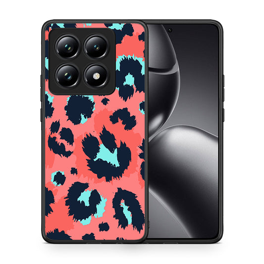 Θήκη Xiaomi 14T Pro Pink Leopard Animal από τη Smartfits με σχέδιο στο πίσω μέρος και μαύρο περίβλημα | Xiaomi 14T Pro Pink Leopard Animal case with colorful back and black bezels