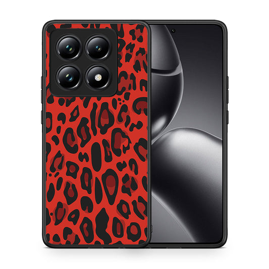 Θήκη Xiaomi 14T Pro Red Leopard Animal από τη Smartfits με σχέδιο στο πίσω μέρος και μαύρο περίβλημα | Xiaomi 14T Pro Red Leopard Animal case with colorful back and black bezels