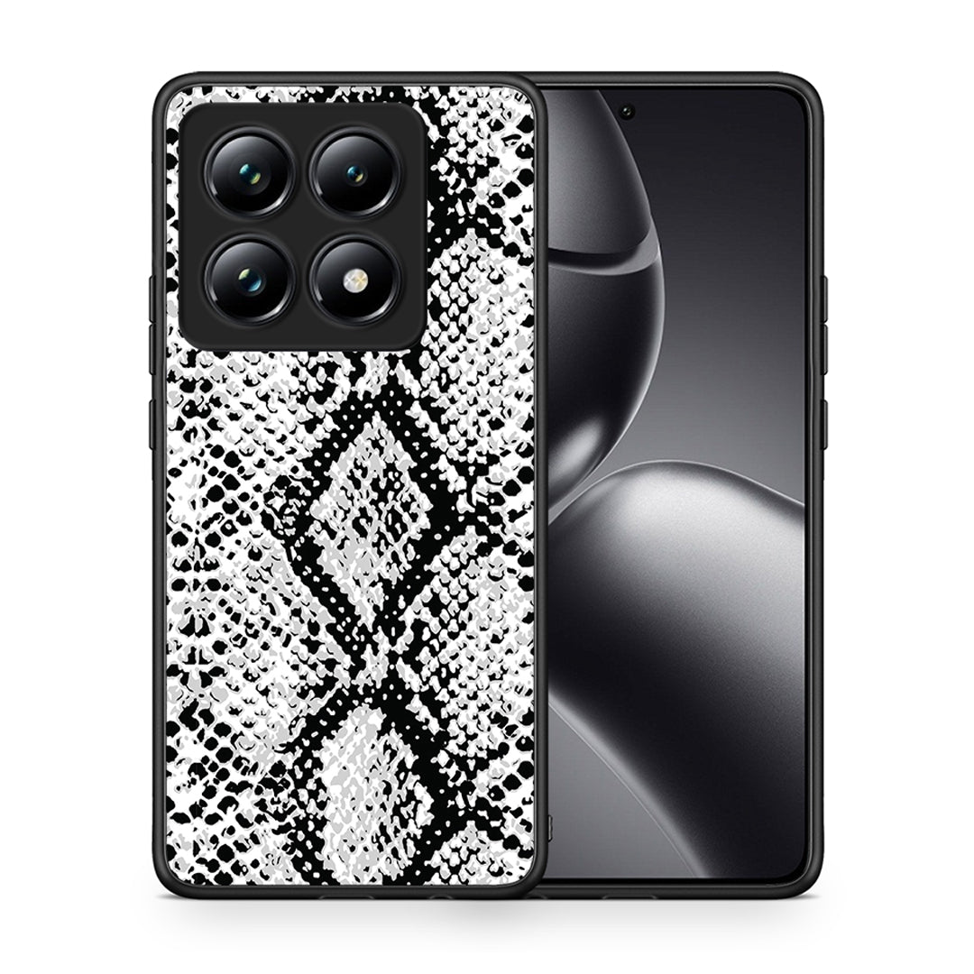 Θήκη Xiaomi 14T Pro White Snake Animal από τη Smartfits με σχέδιο στο πίσω μέρος και μαύρο περίβλημα | Xiaomi 14T Pro White Snake Animal case with colorful back and black bezels