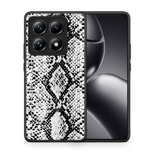 Θήκη Xiaomi 14T Pro White Snake Animal από τη Smartfits με σχέδιο στο πίσω μέρος και μαύρο περίβλημα | Xiaomi 14T Pro White Snake Animal case with colorful back and black bezels