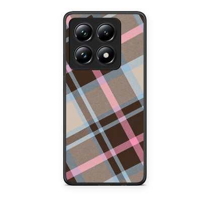 Θήκη Xiaomi 14T Pro Brown Pink and Blue Diagonal Plaid από τη Smartfits με σχέδιο στο πίσω μέρος και μαύρο περίβλημα | Xiaomi 14T Pro Brown Pink and Blue Diagonal Plaid case with colorful back and black bezels