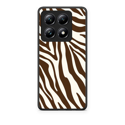 Θήκη Xiaomi 14T Pro Brown and Cream Zebra Stripes από τη Smartfits με σχέδιο στο πίσω μέρος και μαύρο περίβλημα | Xiaomi 14T Pro Brown and Cream Zebra Stripes case with colorful back and black bezels
