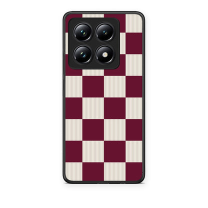 Θήκη Xiaomi 14T Pro Burgundy and Cream Striped Checks από τη Smartfits με σχέδιο στο πίσω μέρος και μαύρο περίβλημα | Xiaomi 14T Pro Burgundy and Cream Striped Checks case with colorful back and black bezels